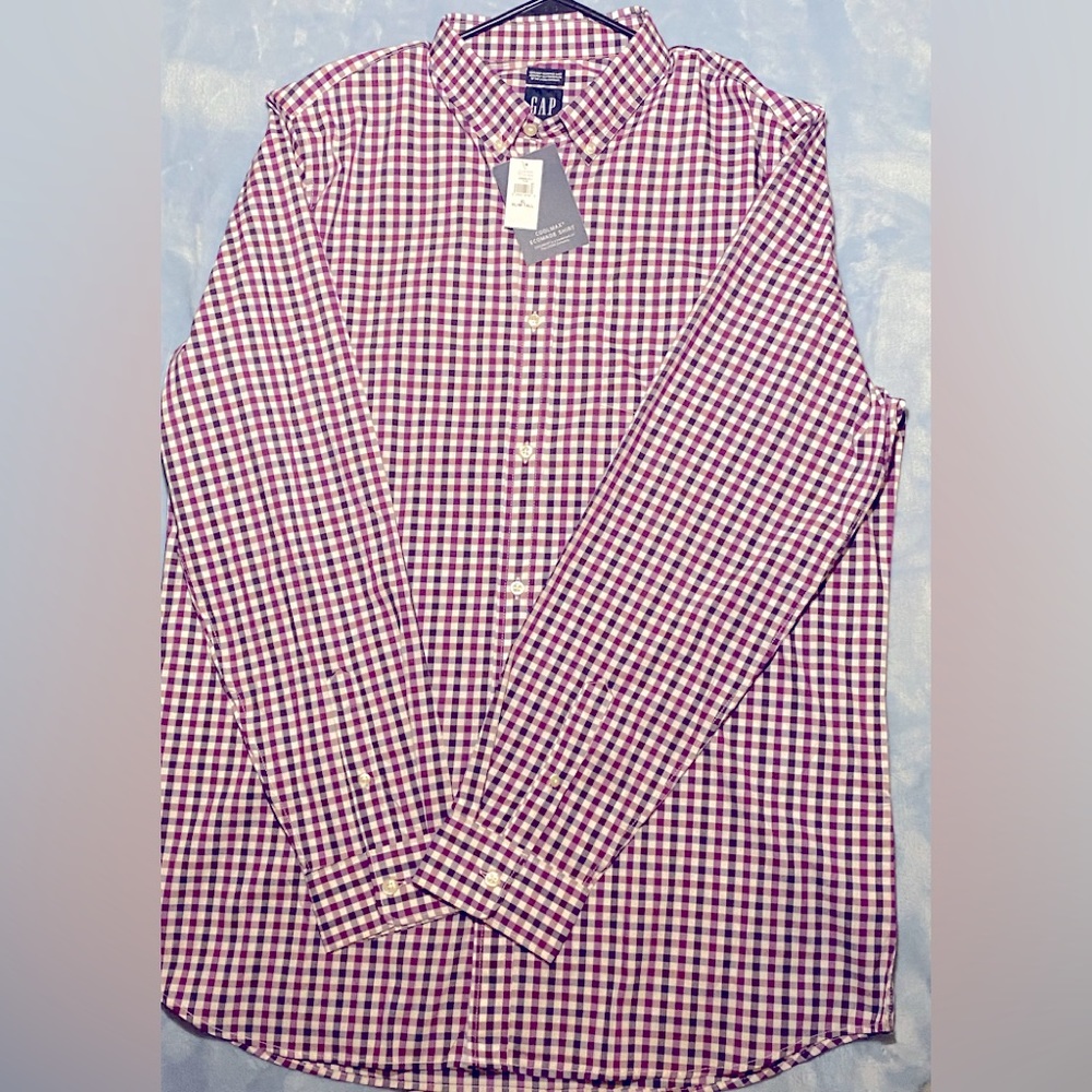 NWT Gap mens XL plaid slim tall dress shirt